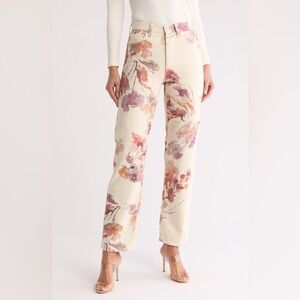 Ag Adriano Goldschmied High Rise Straight Leg Jeans in Wine Floral Multi size 26